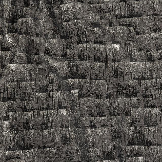 Metallic Drapery Woven - Charcoal Ikat - British Imported
