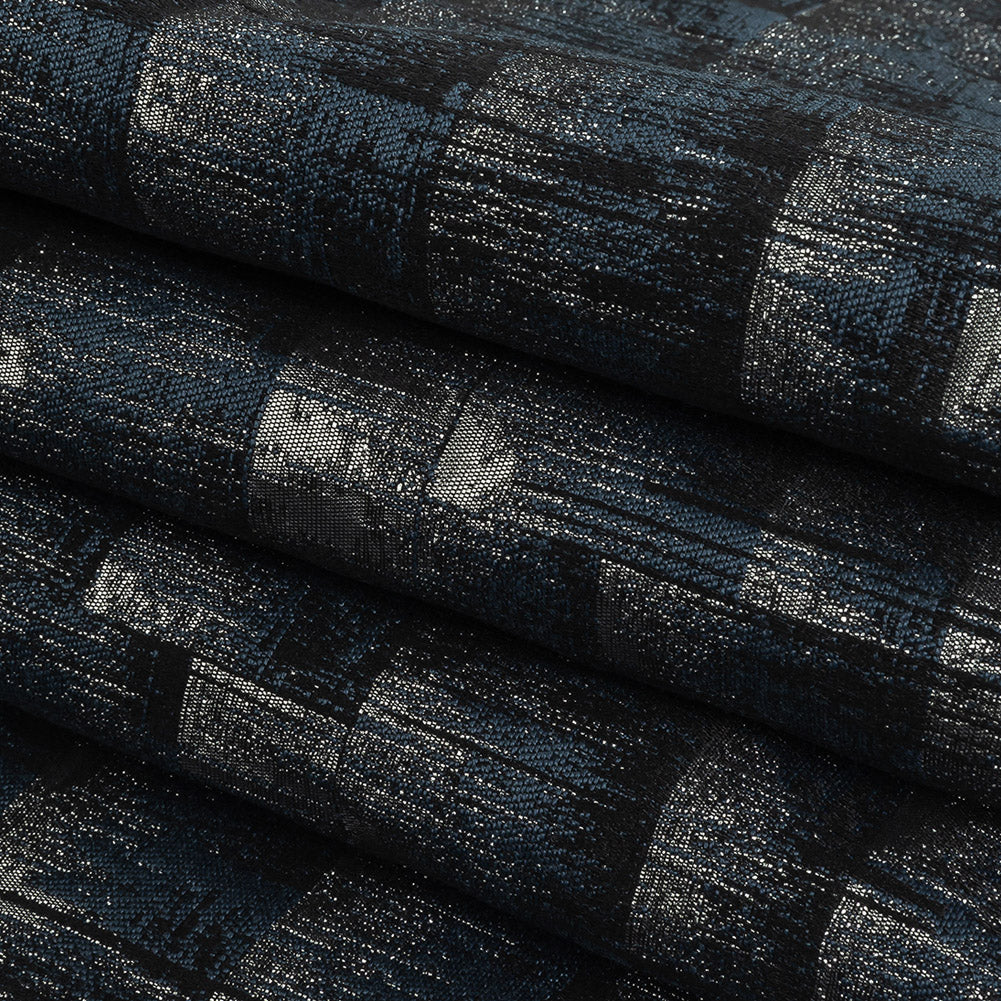 Metallic Drapery Woven - Ink Ikat - British Imported Folded