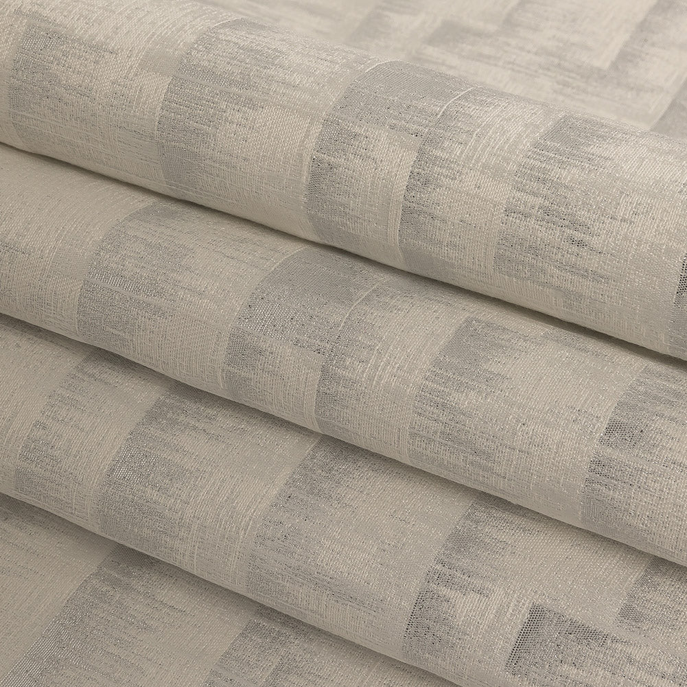 Metallic Drapery Woven - Ivory Ikat - British Imported Folded