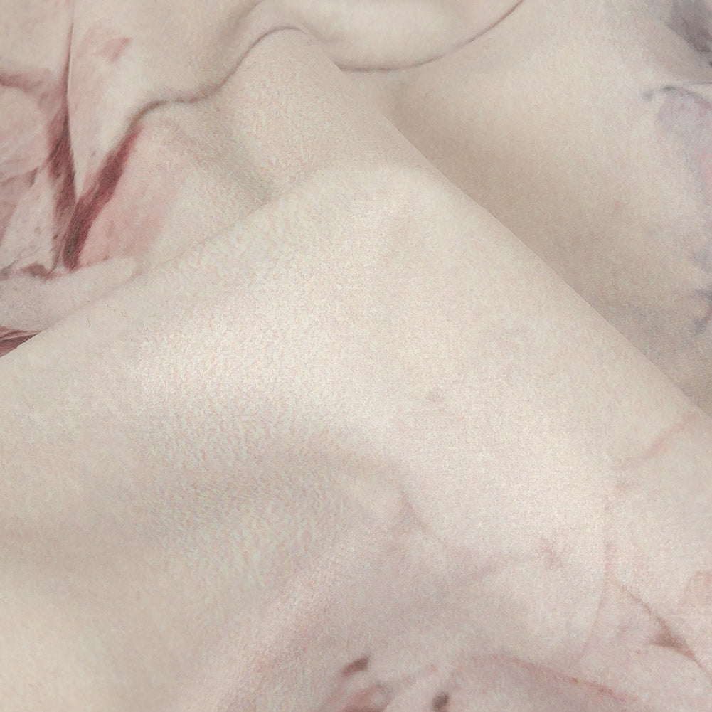 Polyester Knit Microvelvet - Blush Floral - British Imported Detail