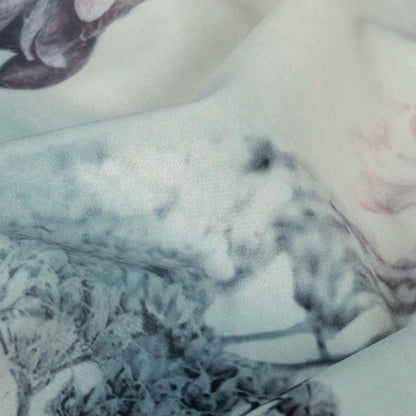 Polyester Knit Microvelvet - Mist Floral - British Imported Detail