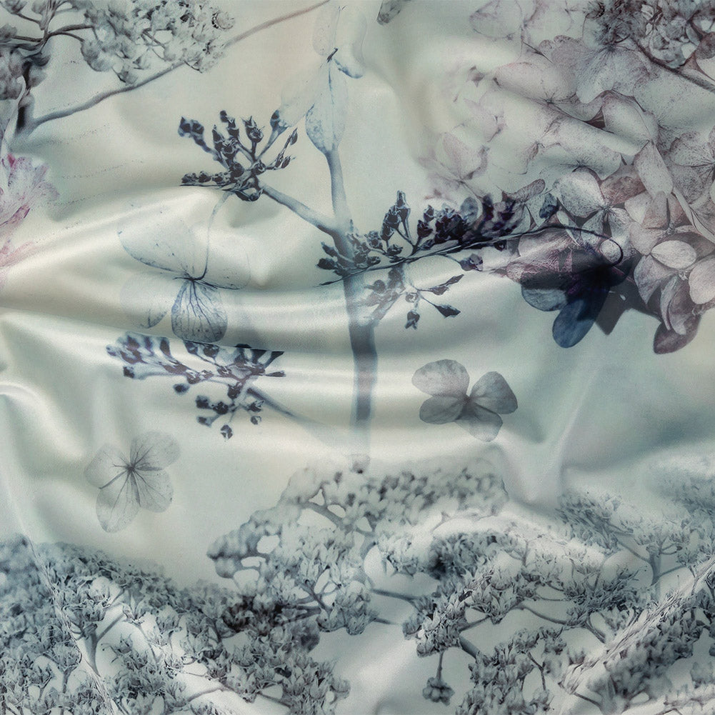 Polyester Knit Microvelvet - Mist Floral - British Imported