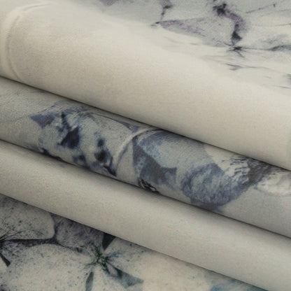 Polyester Knit Microvelvet - Sky Floral - British Imported Folded