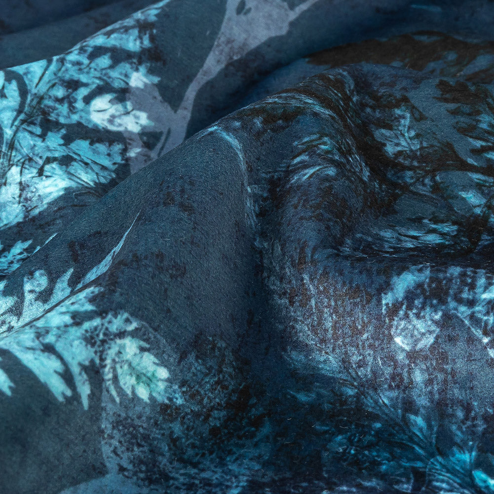 Polyester Knit Microvelvet - Indigo - British Imported Detail