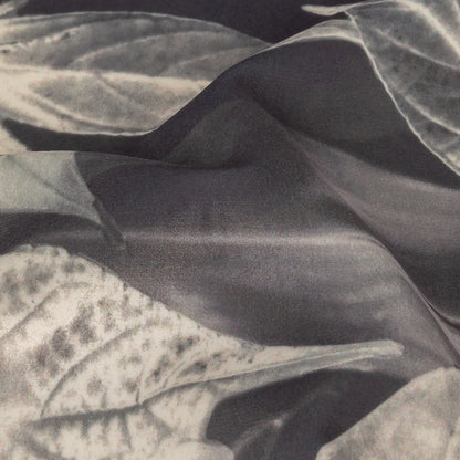 Polyester Knit Microvelvet Print - Slate Floating Leaves - British Imported Detail