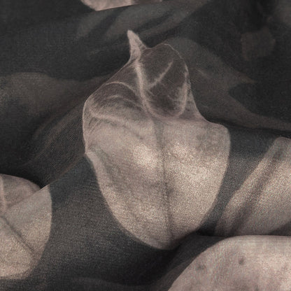 Polyester Knit Microvelvet Print - Truffle Floating Leaves - British Imported Detail