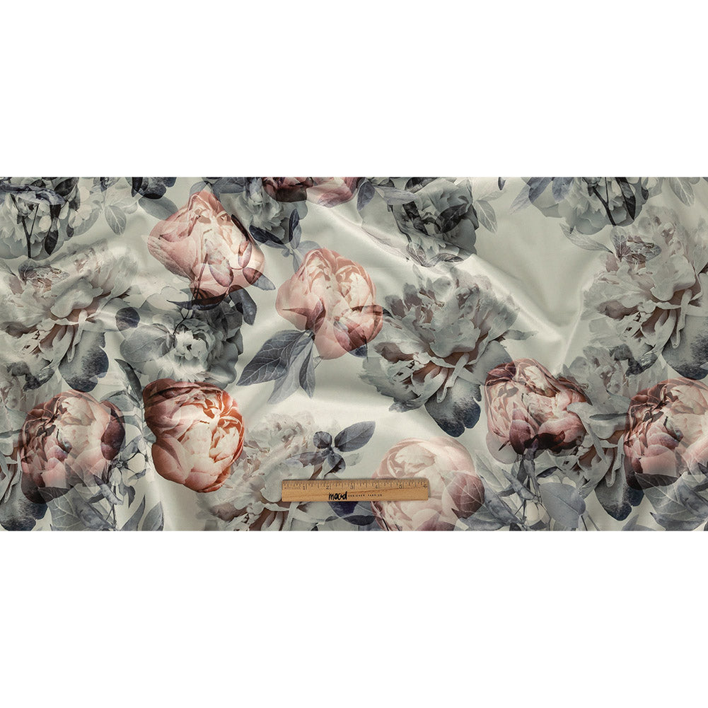 Polyester Knit Microvelvet Print - Peony Floral - British Imported Full