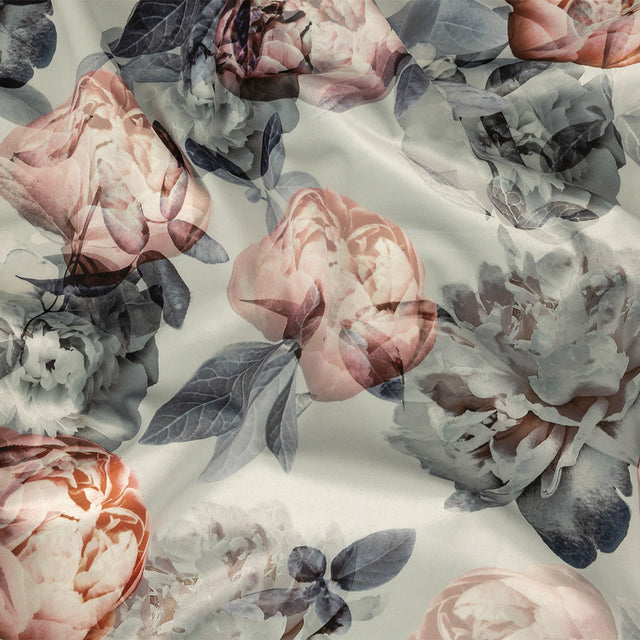 Polyester Knit Microvelvet Print - Peony Floral - British Imported