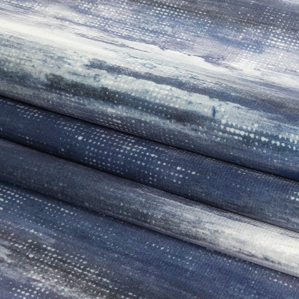 Polyester Knit Microvelvet Print - Amethyst Brushstrokes - British Imported Folded