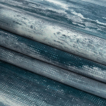 Polyester Knit Microvelvet Print - Indigo Brushstrokes - British Imported Folded