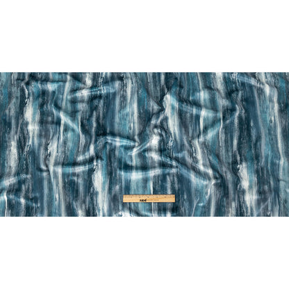 Polyester Knit Microvelvet Print - Indigo Brushstrokes - British Imported Full