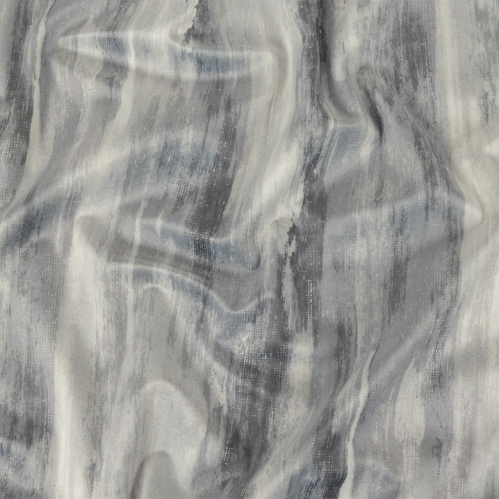 Polyester Knit Microvelvet Print - Slate Brushstrokes - British Imported