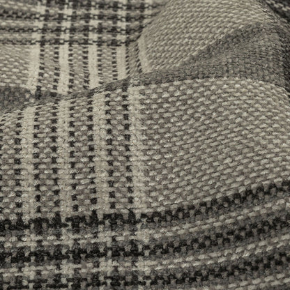 Polyester Chenille - Charcoal Plaid - British Imported Detail