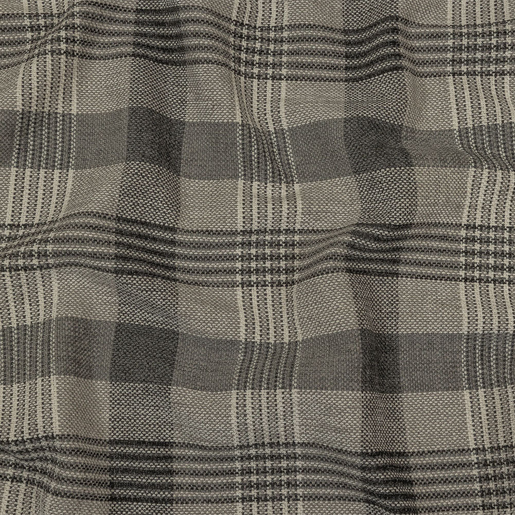 Polyester Chenille - Charcoal Plaid - British Imported