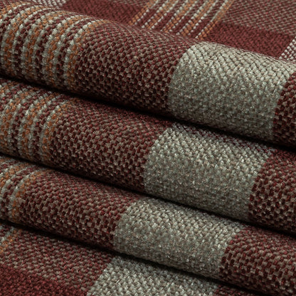 Polyester Chenille - Saffron Plaid - British Imported Folded