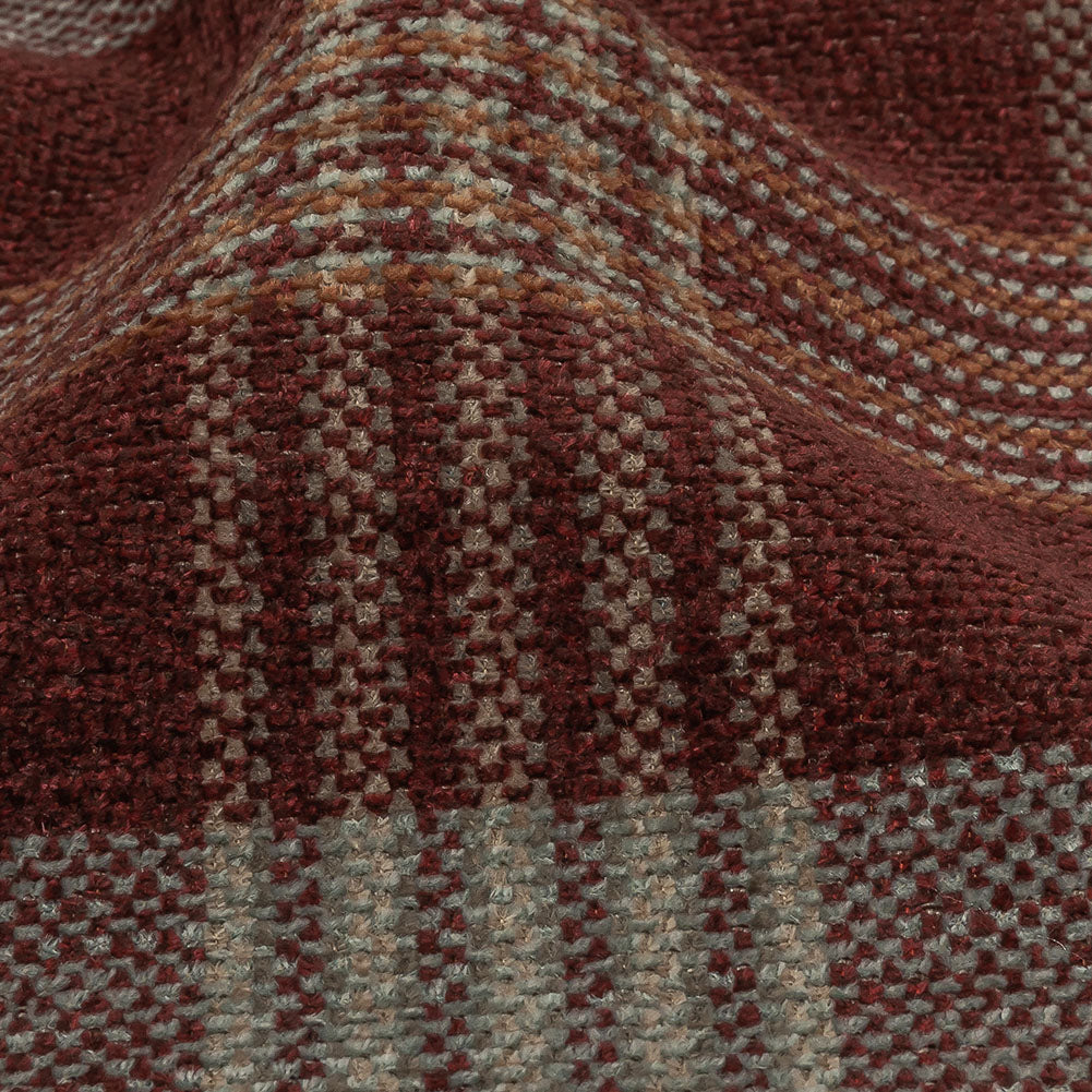 Polyester Chenille - Saffron Plaid - British Imported Detail