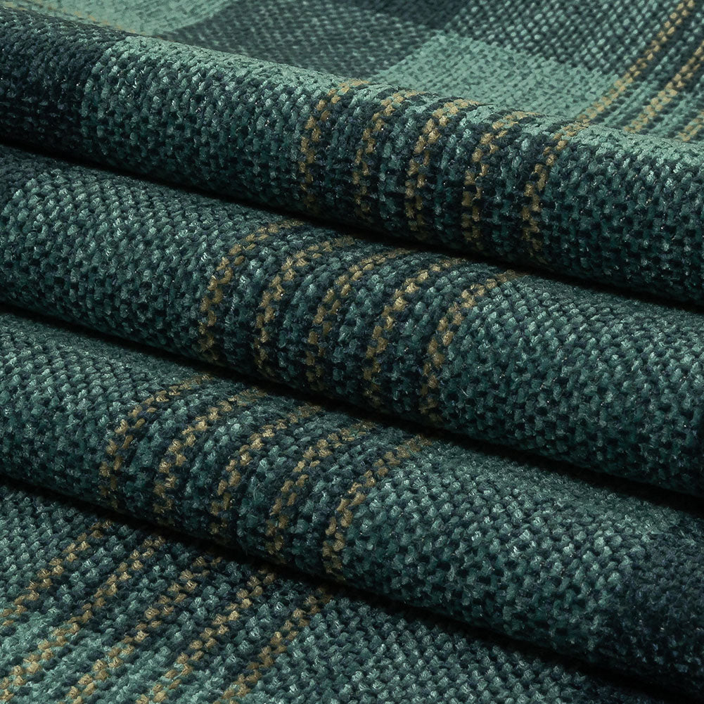 Polyester Chenille - Spa Plaid - British Imported Folded
