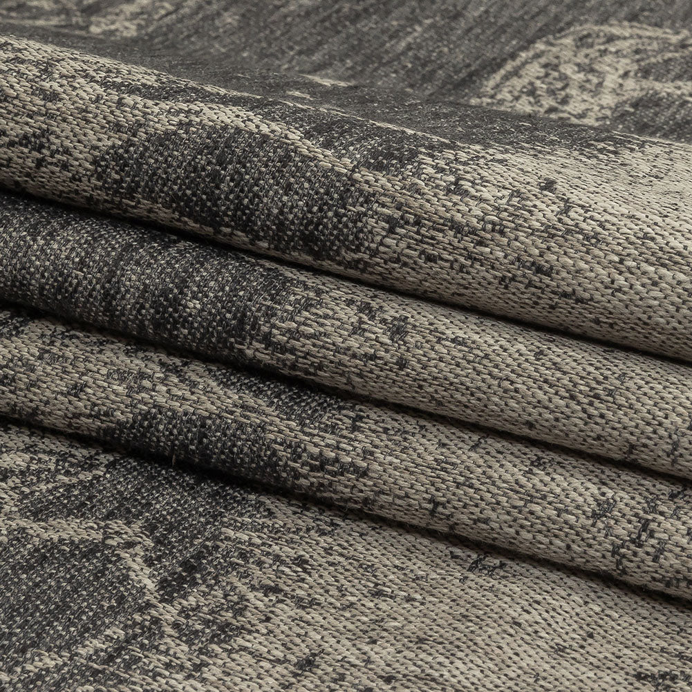 Drapery Jacquard Panel - Charcoal Antelope in the Wild - British Imported Folded