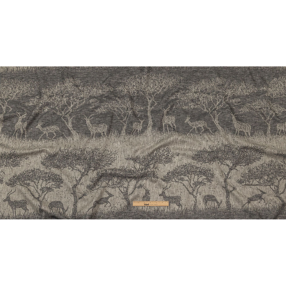 Drapery Jacquard Panel - Charcoal Antelope in the Wild - British Imported Full