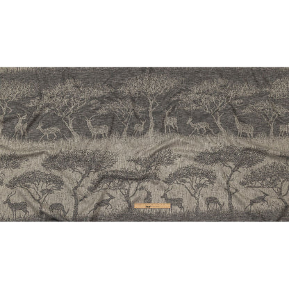 Drapery Jacquard Panel - Charcoal Antelope in the Wild - British Imported Full