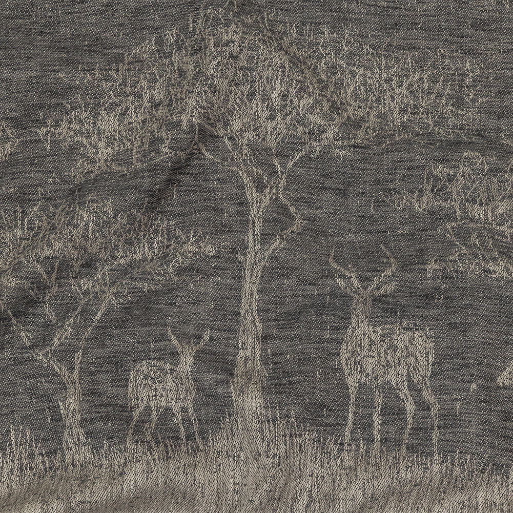 Drapery Jacquard Panel - Charcoal Antelope in the Wild - British Imported