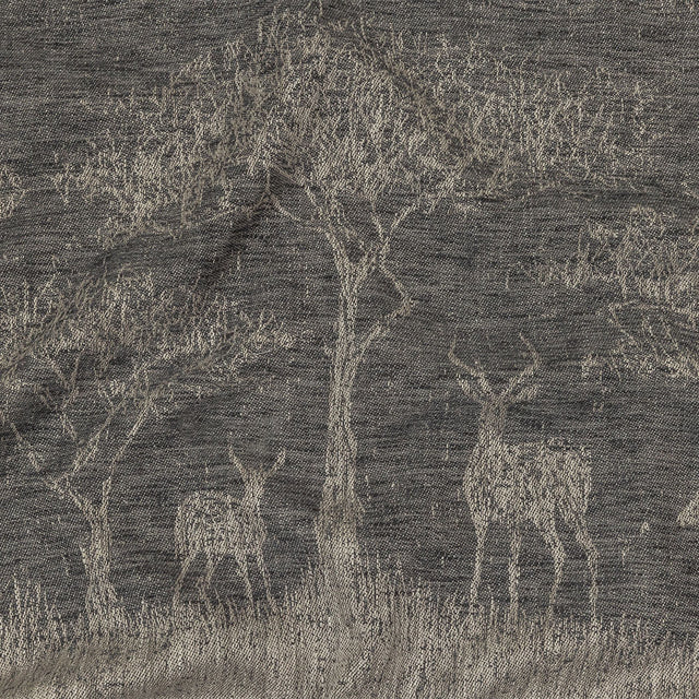 Drapery Jacquard Panel - Charcoal Antelope in the Wild - British Imported