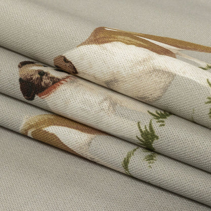 Cotton Canvas Print - Linen Puppy Parade - British Imported Folded