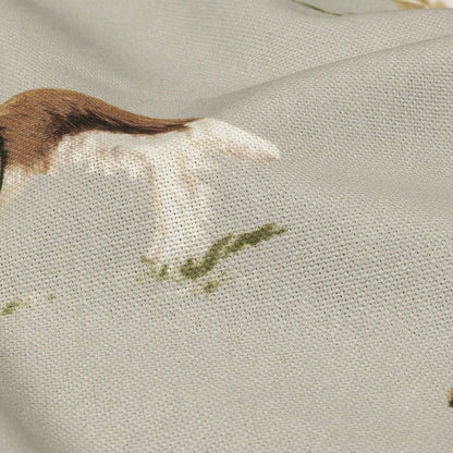 Cotton Canvas Print - Linen Puppy Parade - British Imported Detail