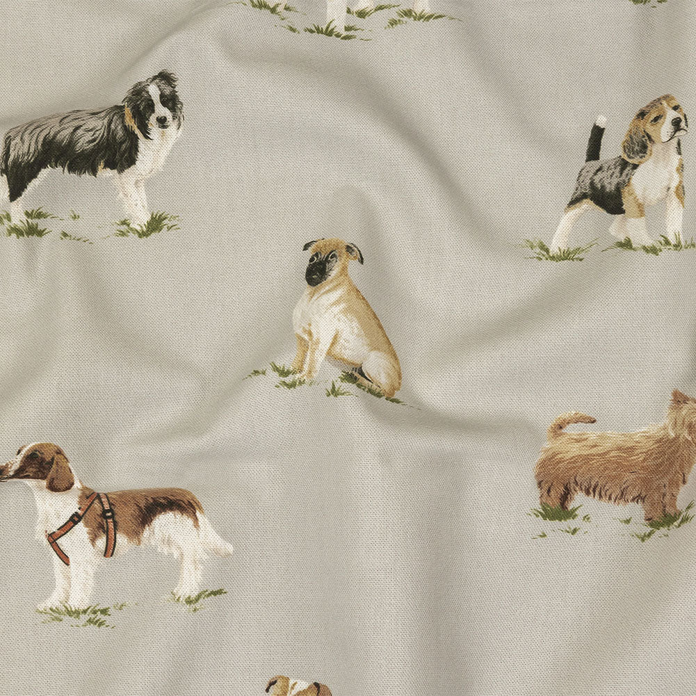 Cotton Canvas Print - Linen Puppy Parade - British Imported