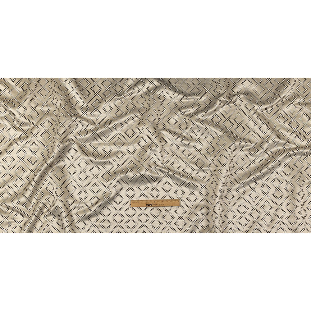 Recycled Polyester Jacquard - Champagne Geometric Diamonds - British Imported Full