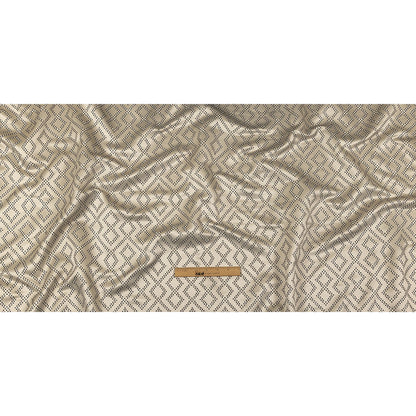 Recycled Polyester Jacquard - Champagne Geometric Diamonds - British Imported Full