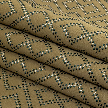 Recycled Polyester Jacquard - Gold Geometric Diamonds - British Imported Folded