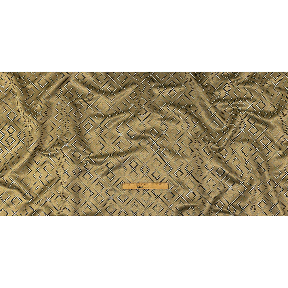Recycled Polyester Jacquard - Gold Geometric Diamonds - British Imported Full