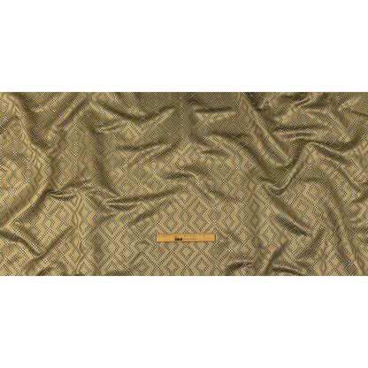 Recycled Polyester Jacquard - Gold Geometric Diamonds - British Imported Full