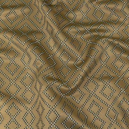 Recycled Polyester Jacquard - Gold Geometric Diamonds - British Imported