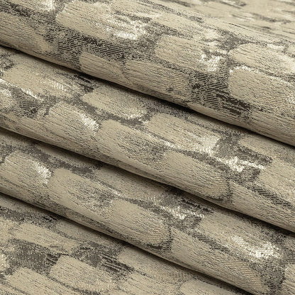 Recycled Polyester Jacquard - Champagne Abstract Brushstrokes - British Imported Folded