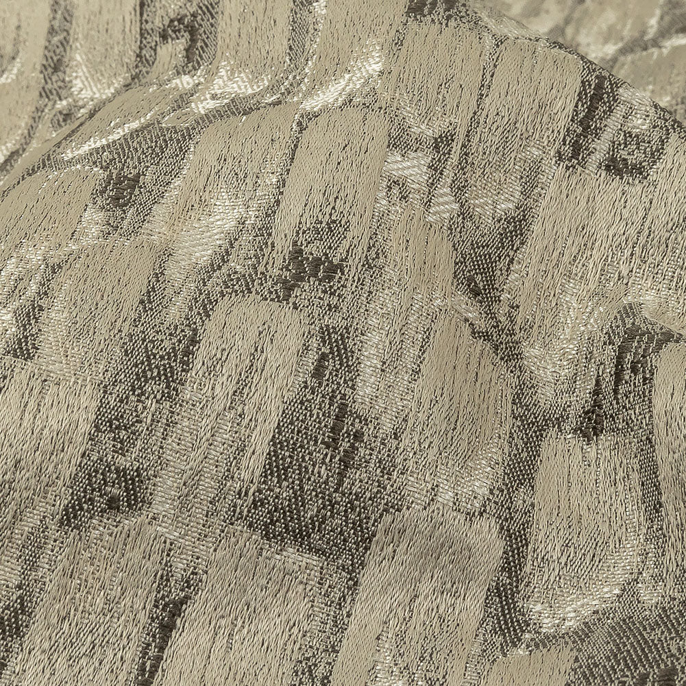 Recycled Polyester Jacquard - Champagne Abstract Brushstrokes - British Imported Detail