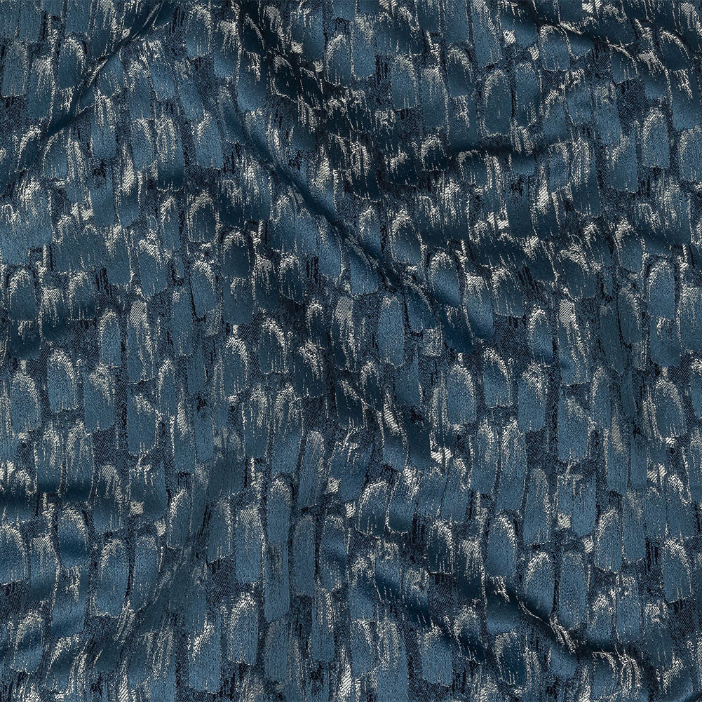 Recycled Polyester Jacquard - Danube Abstract Brushstrokes - British Imported