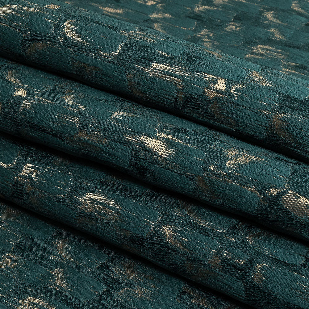 Recycled Polyester Jacquard - Peacock Abstract Brushstrokes - British Imported Folded