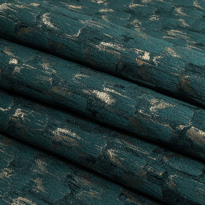 Recycled Polyester Jacquard - Peacock Abstract Brushstrokes - British Imported Folded