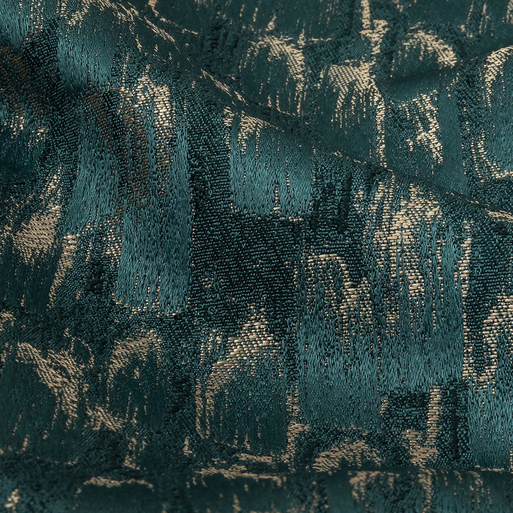 Recycled Polyester Jacquard - Peacock Abstract Brushstrokes - British Imported Detail