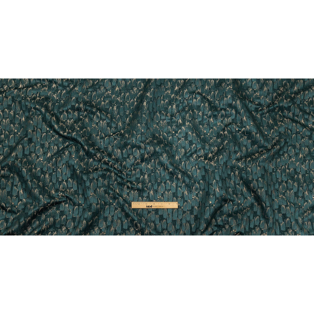 Recycled Polyester Jacquard - Peacock Abstract Brushstrokes - British Imported Full