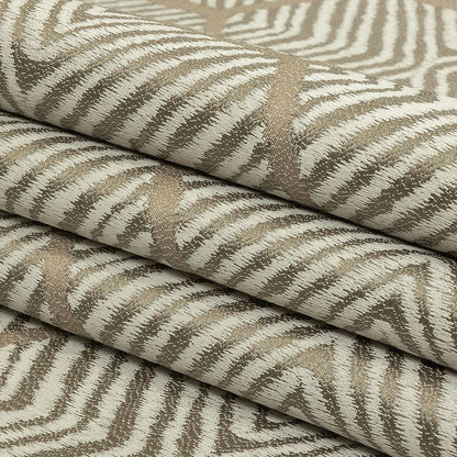 British Imported Champagne Geometric Chevron Recycled Polyester Jacquard Folded