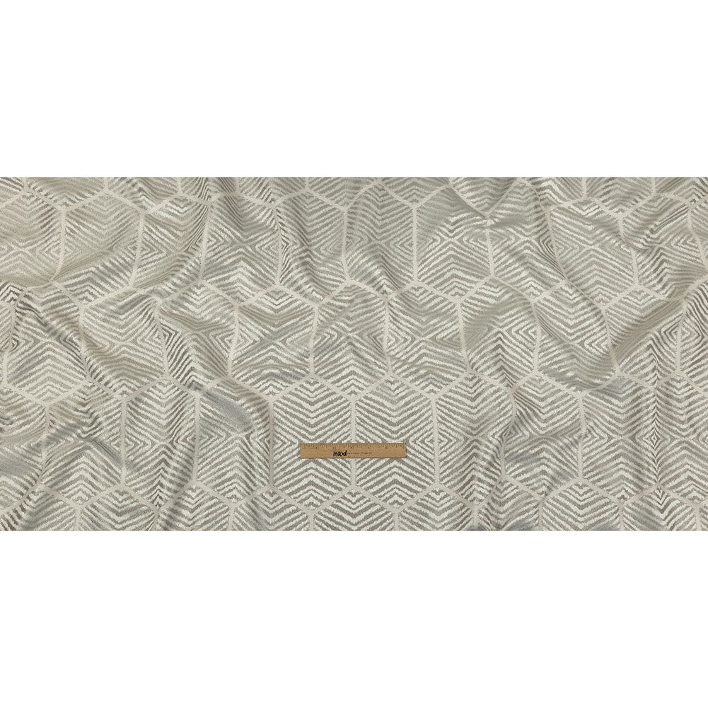British Imported Platinum Geometric Chevron Recycled Polyester Jacquard Full