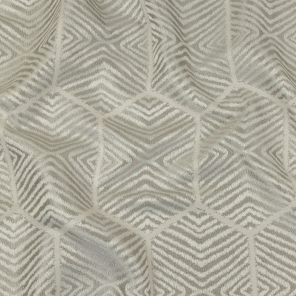 British Imported Platinum Geometric Chevron Recycled Polyester Jacquard