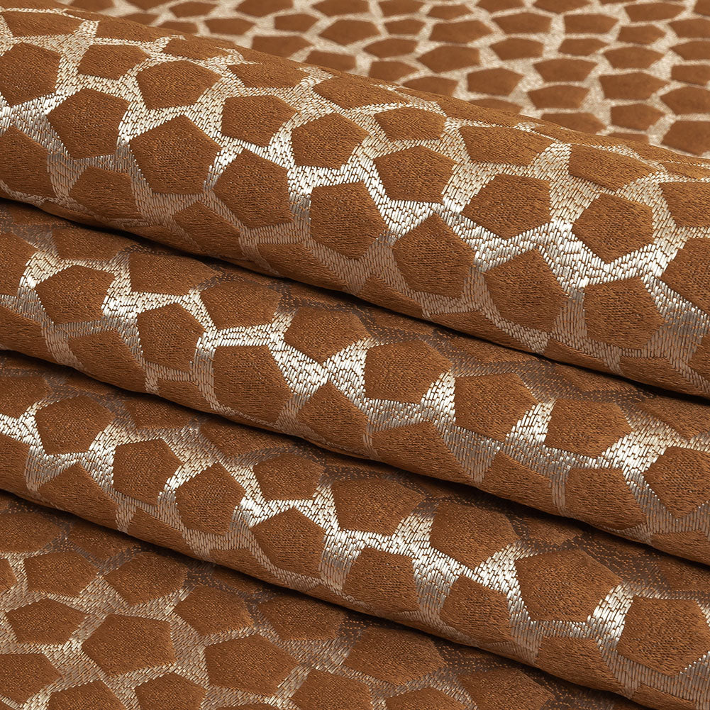 British Imported Copper Satin-Faced Pentagonal Drapery Jacquard Folded