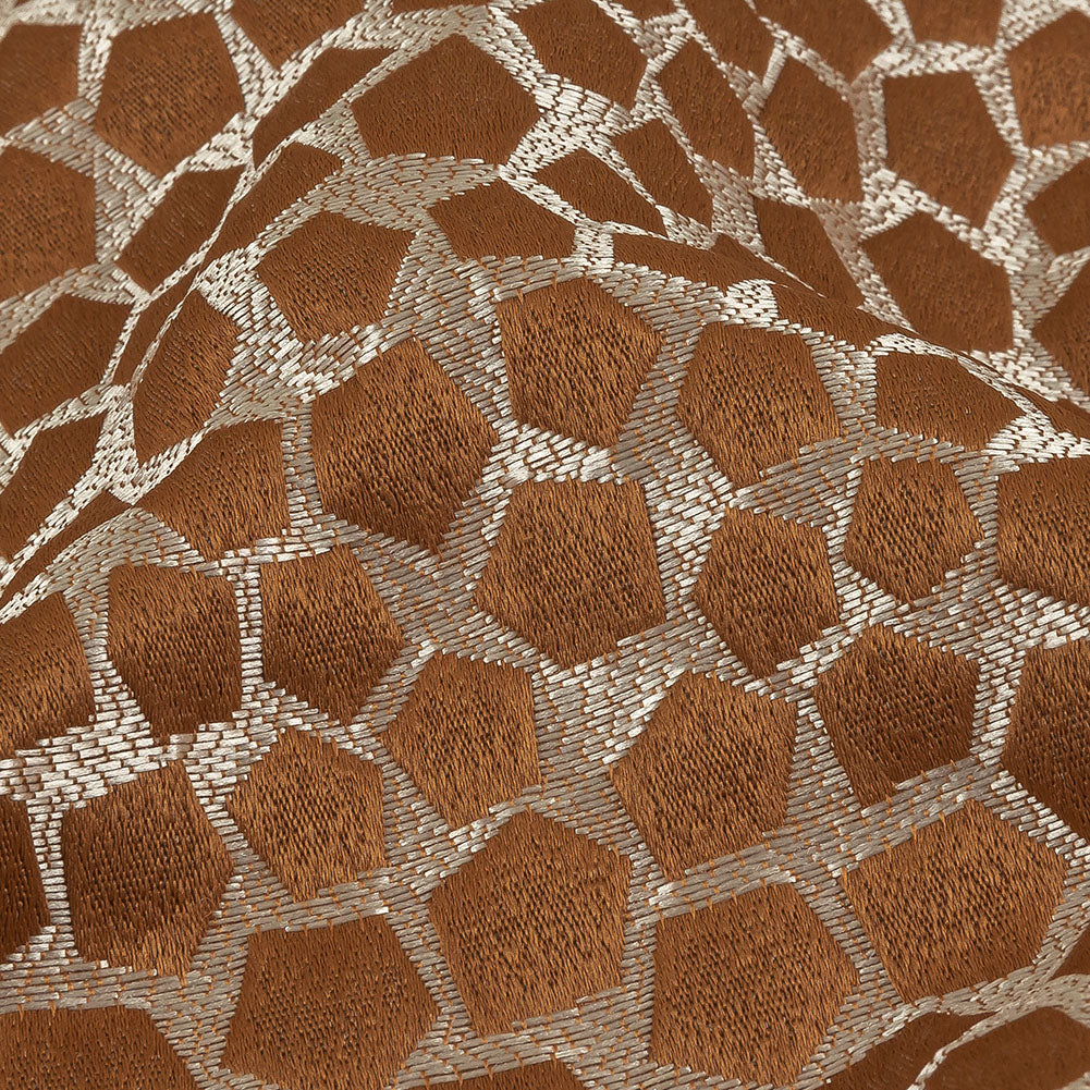 British Imported Copper Satin-Faced Pentagonal Drapery Jacquard Detail