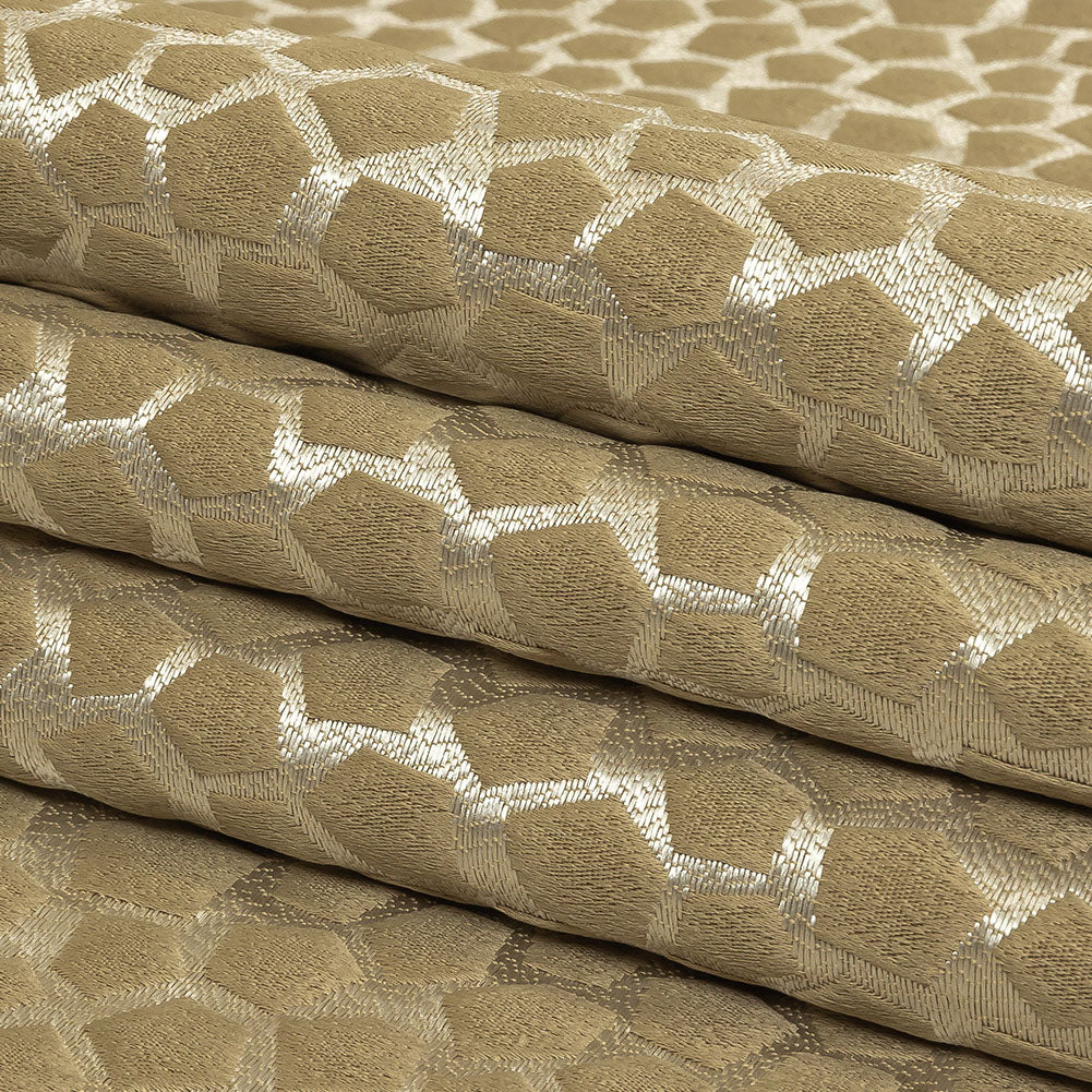 British Imported Gold Satin-Faced Pentagonal Drapery Jacquard Folded