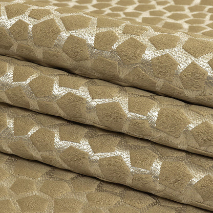British Imported Gold Satin-Faced Pentagonal Drapery Jacquard Folded