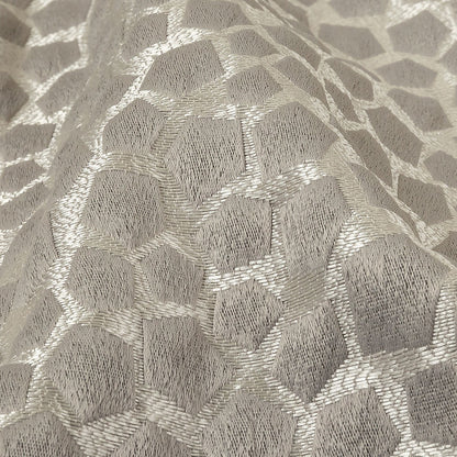 British Imported Platinum Satin-Faced Pentagonal Drapery Jacquard Detail